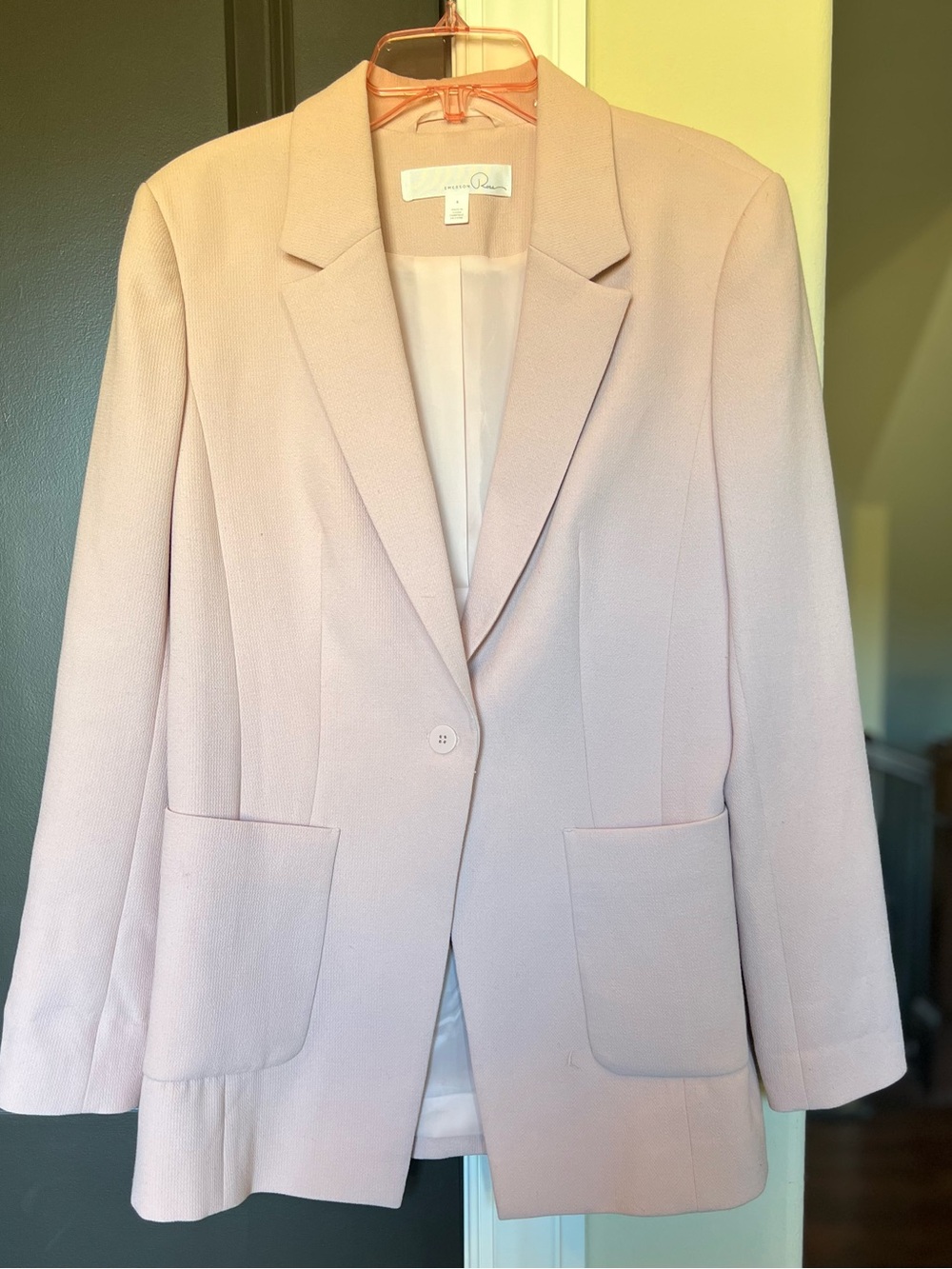Emerson Rose Blush Pink Textured Blazer Jacket size 6 Lined Notch Collar